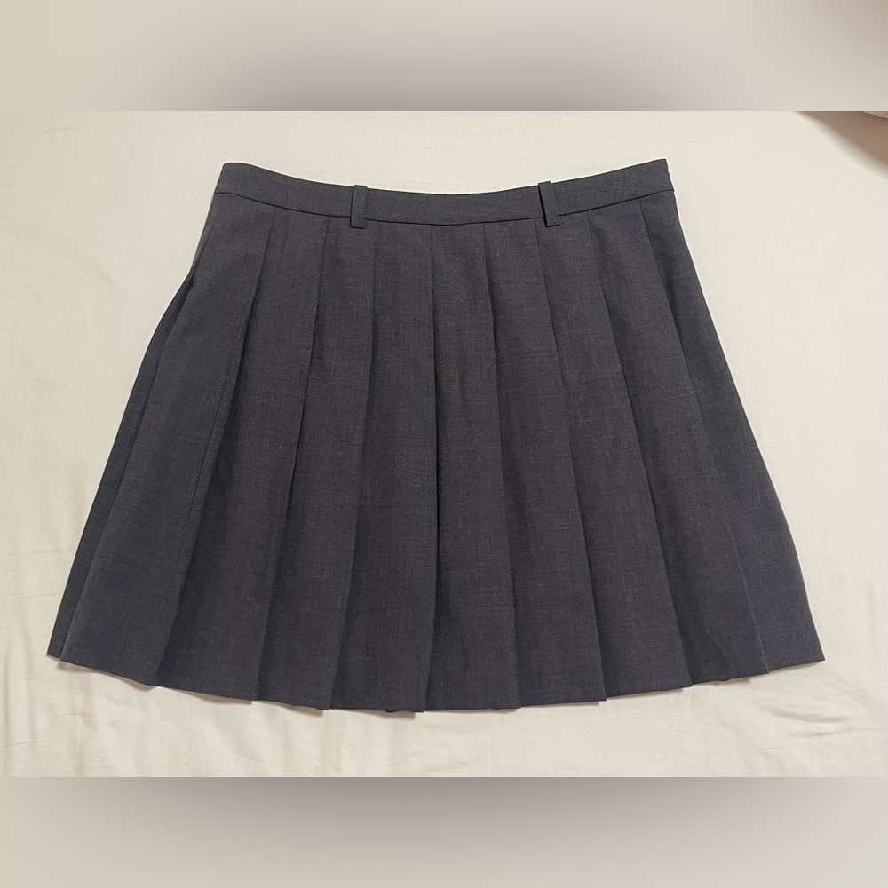 & Other Stories Dark Gray Pleated Above-The-Knee Pleated Skirt SIZE 12
